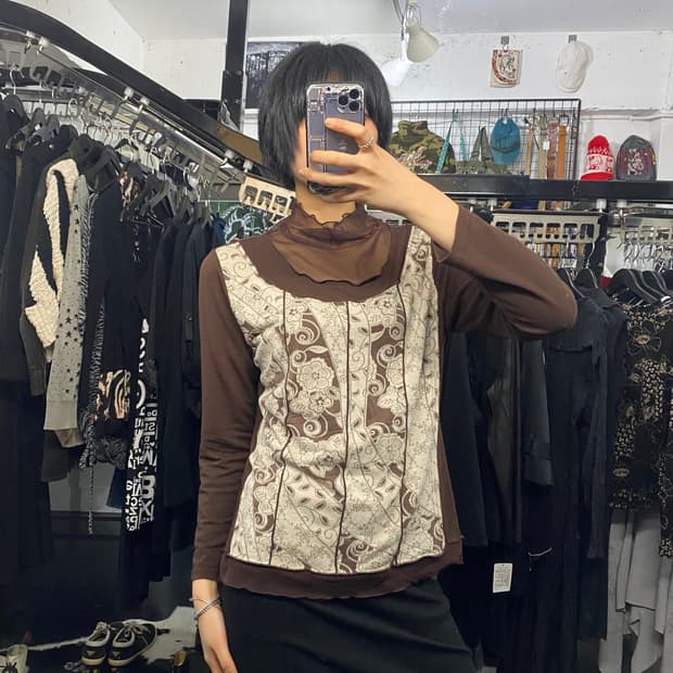 Donnez-moi 메쉬 레이어드 오리엔탈 목폴라