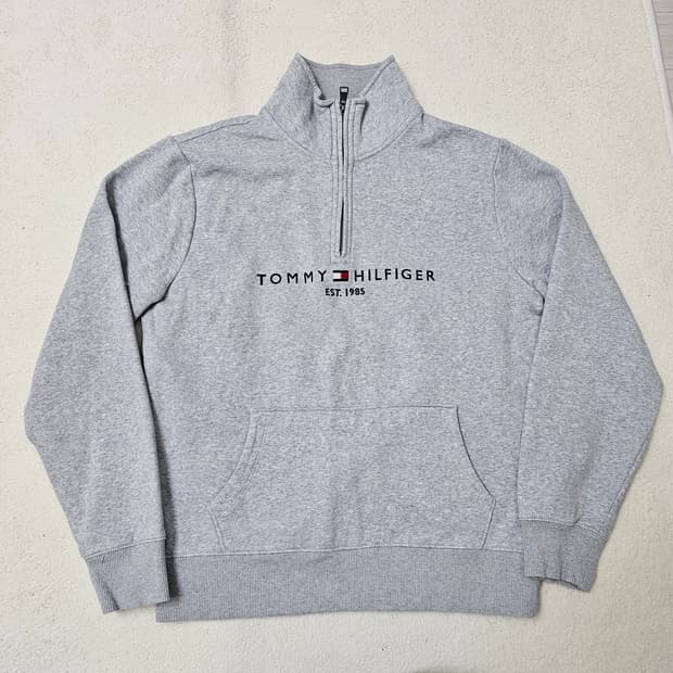 L 타미힐피거 하프집업 맨투맨 그레이