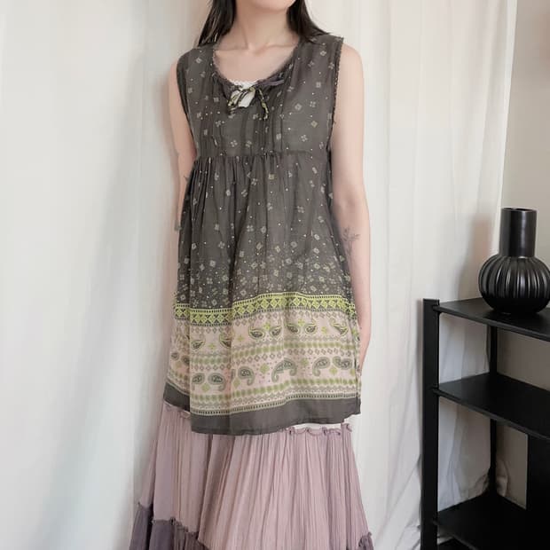 Ethnic Print Sleeveless Blouse 