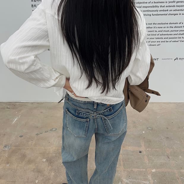 위크어스 슬랍 워싱 롤업 버클 데님 s