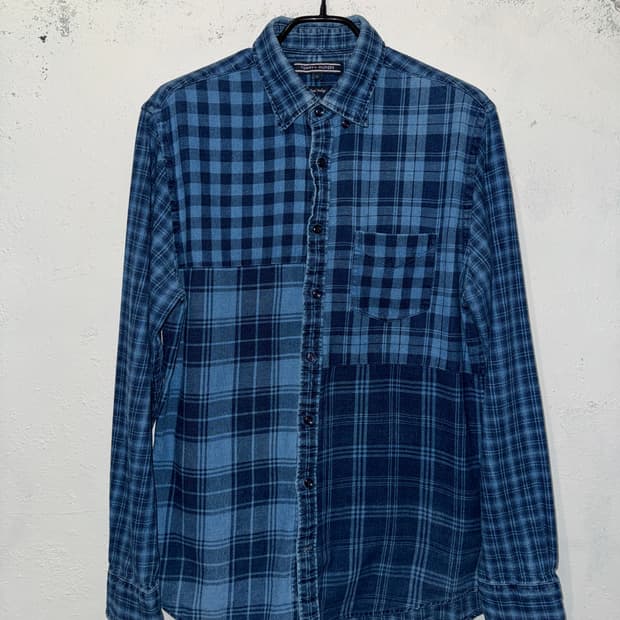 타미힐피거 블루 체크 셔츠