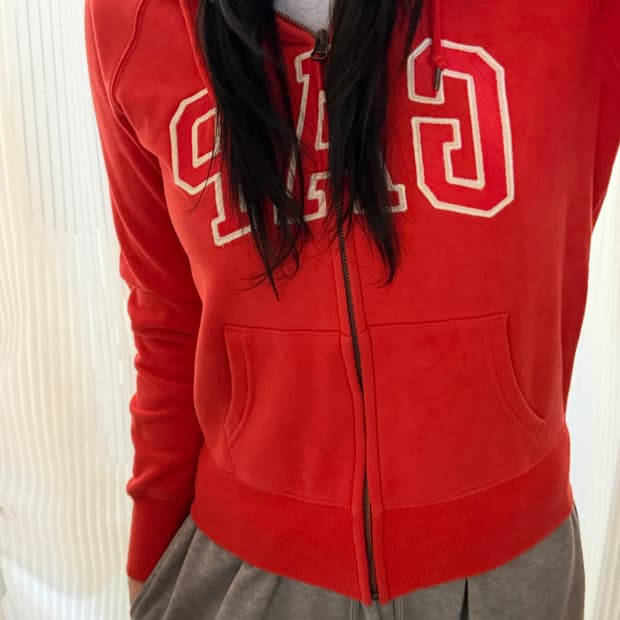 갭 다홍 후드집업 xs