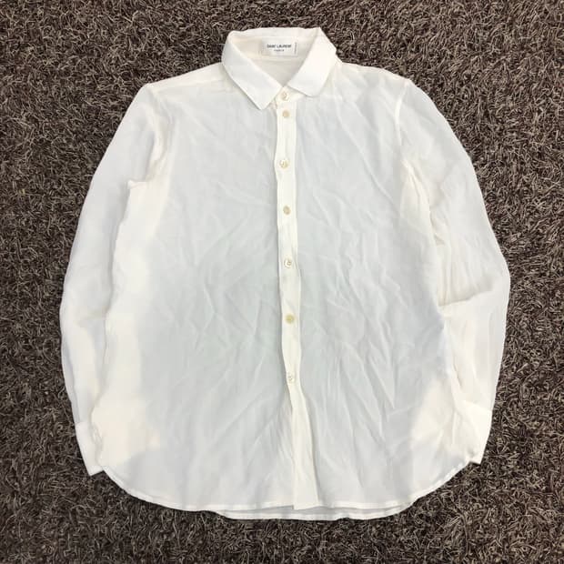 생로랑 유니폼 여성 실크 화이트 셔츠