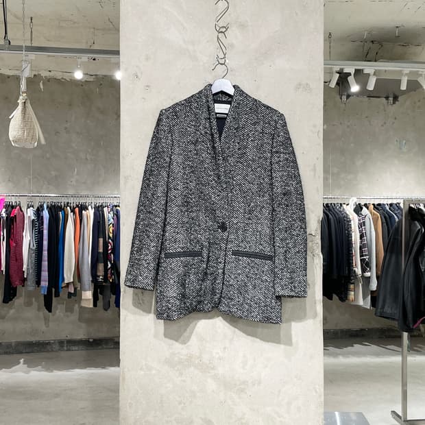 이자벨 마랑 에뚜왈 파이핑 포켓 헤링본 싱글 숏 코트