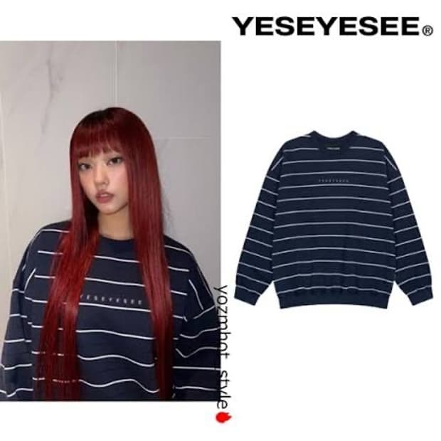 [M]Y.E.S Thin Stripe Sweatshirt Navy