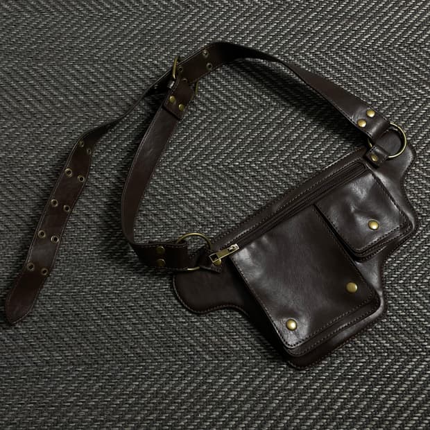 빈티지 웨스턴 멀티포켓 레더 벨트백 y 4599