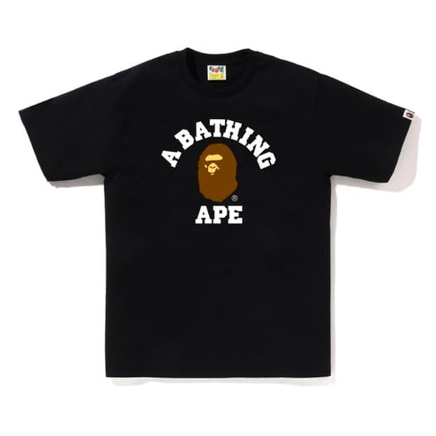 베이프 컬리지 티셔츠 블랙 S