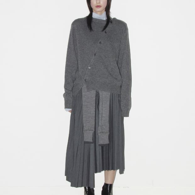 ee 2 WAY CARDIGAN GREY XL