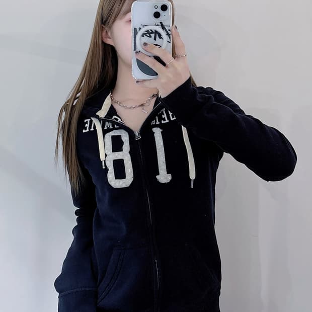 아베크롬비 블랙 빅로고 후드집업