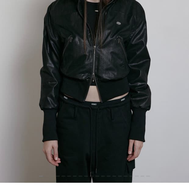 보헤미안서울 파이톤 레더 후드집업