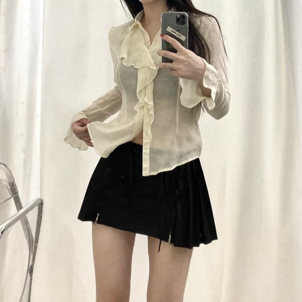 버버리 실크 프릴 블라우스 12Y/152cm