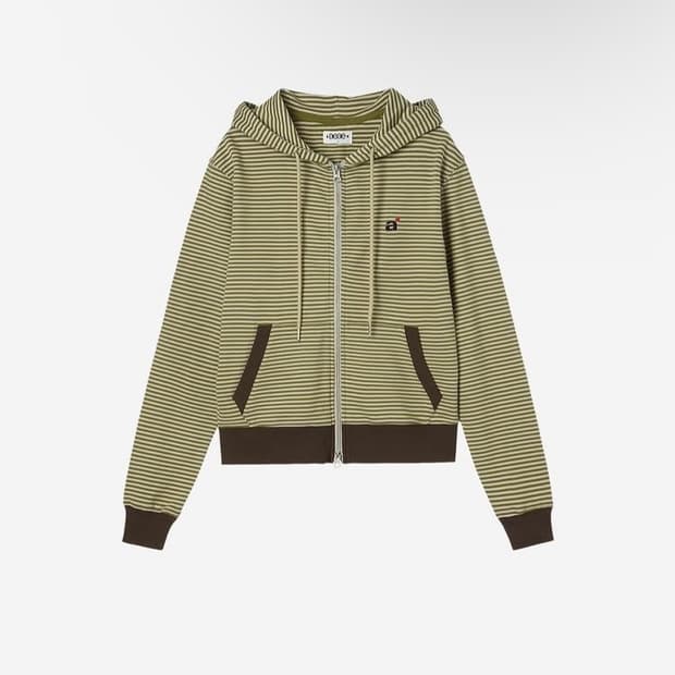 aeae 후디 집업 카키 스트라이프