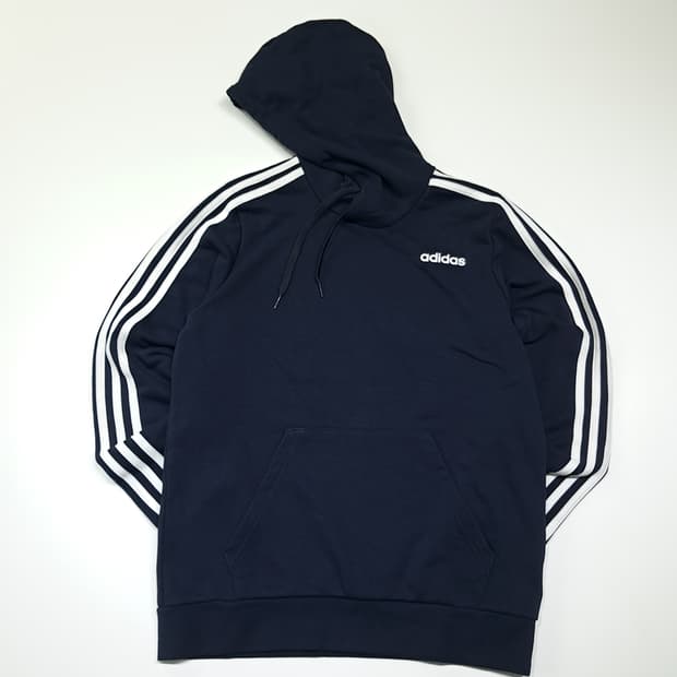 CK141 L 아디다스 삼선로고 네이비 후드 티셔츠