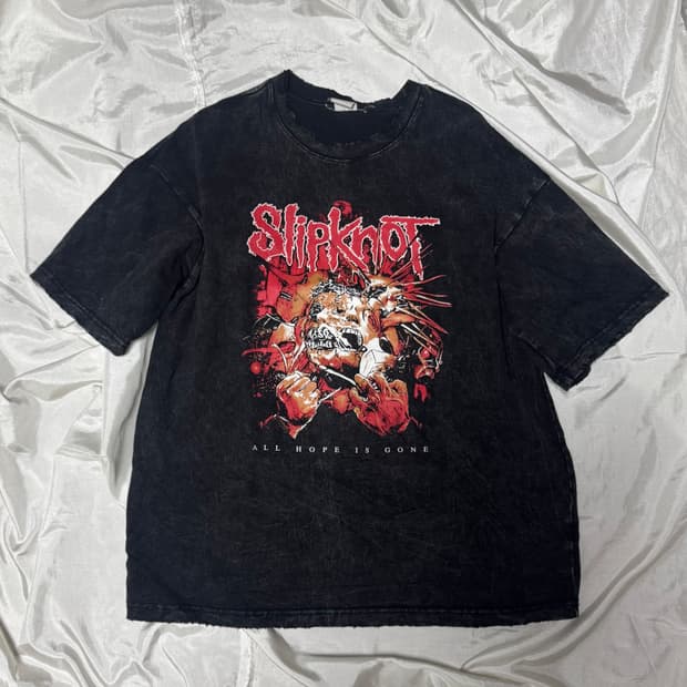 Pigment washed punk printed T-shirt