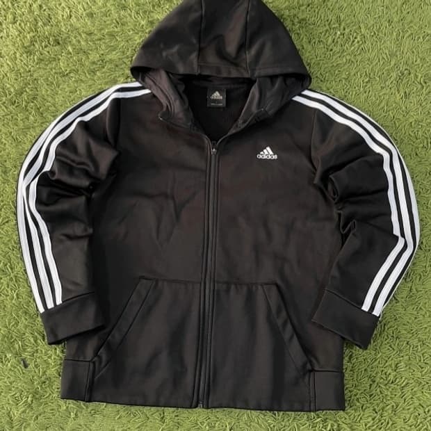 아디다스 블랙 검정 후드 여자 져지집업 95/M