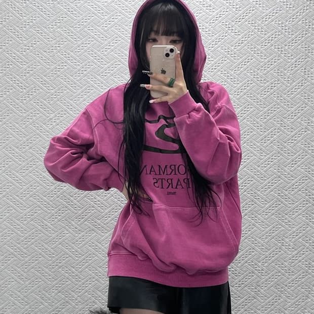 트래블 Y2K 레트로 스트릿 마젠타핑크 오버핏 후드티 M C10516
