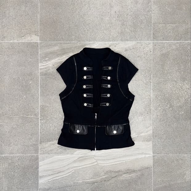 Black napoleon half zipup jacket 