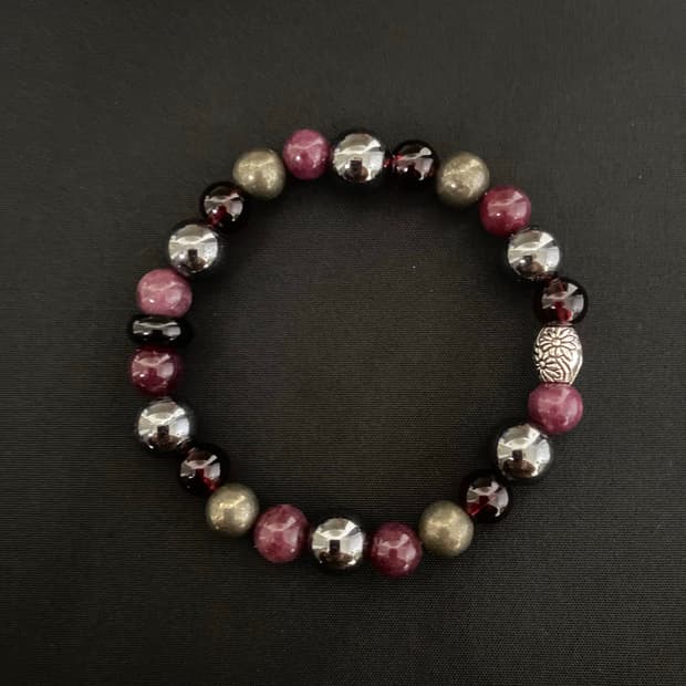 빈티지 와인톤 원석 믹스 팔찌