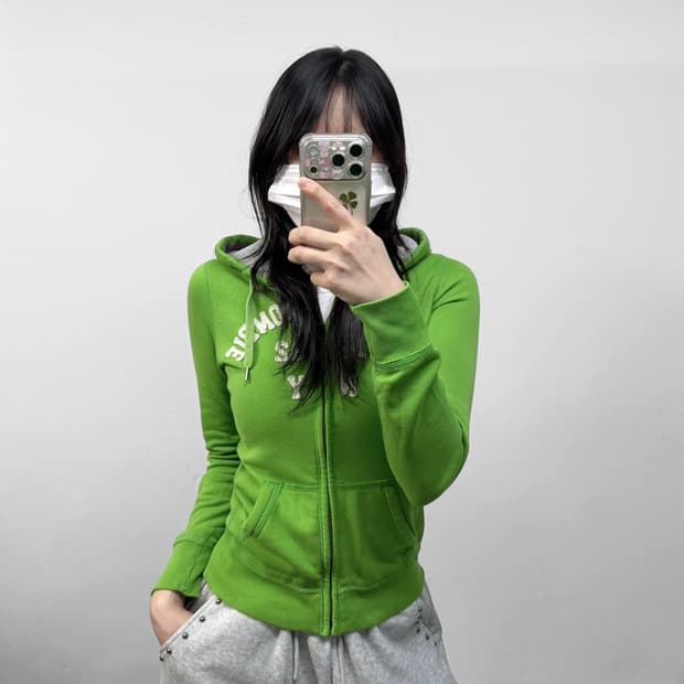 아베크롬비 아치 로고 후드집업 그린