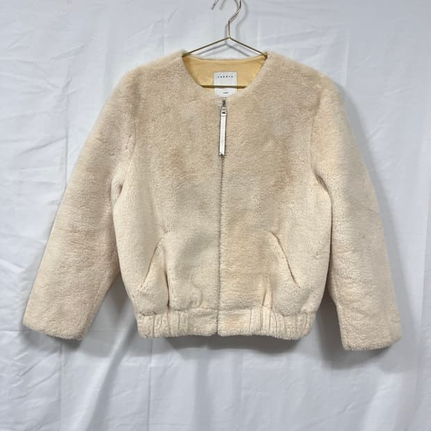 산드로(SANDRO) 양가죽 배색 털 자켓