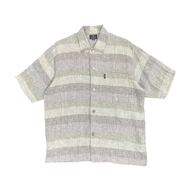 Lanvin 린넨 스트라이프 포켓 반팔 셔츠