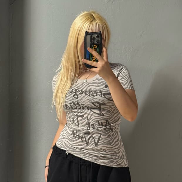 zebra pattern lettering top