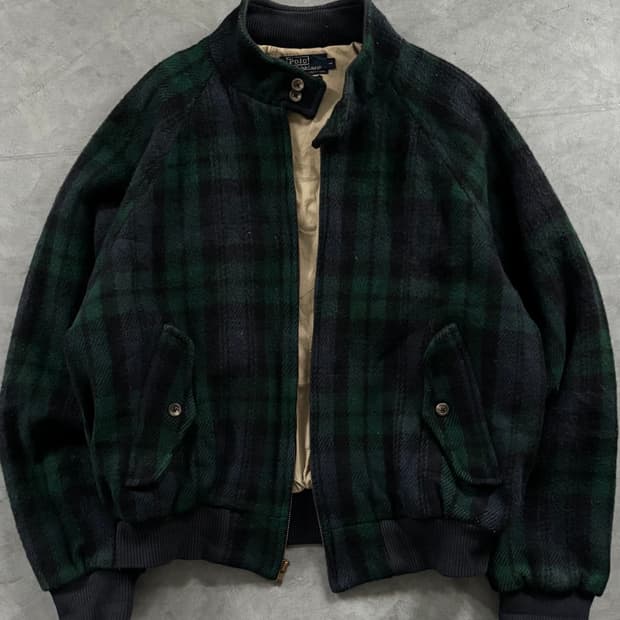Polo 폴로 80‘s 블랙와치 울 헤링턴 자켓