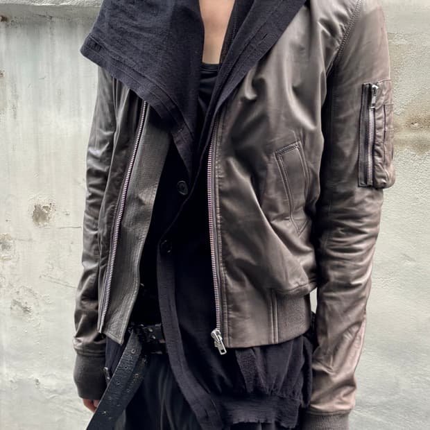 릭오웬스 레더 블루종