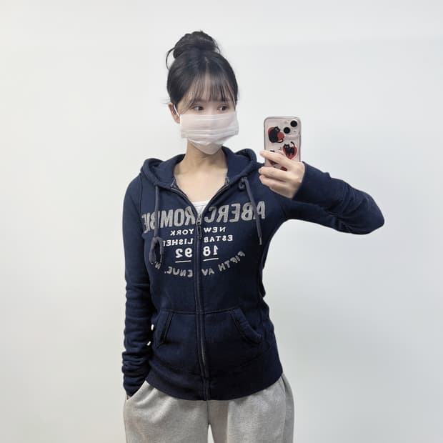 아베크롬비 스펠 로고 후드집업 네이비