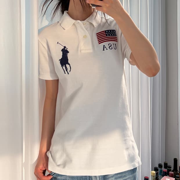 [S]폴로 랄프로렌 빅포니 치프키프 USA 성조기 카라 티셔츠