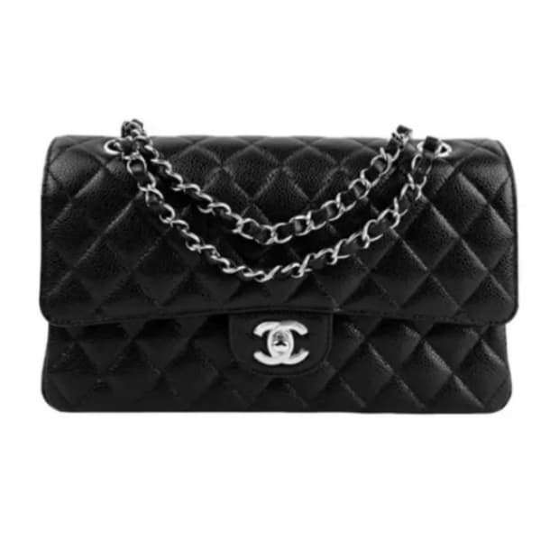 샤넬 클래식백 캐비어스킨 은장 미디움