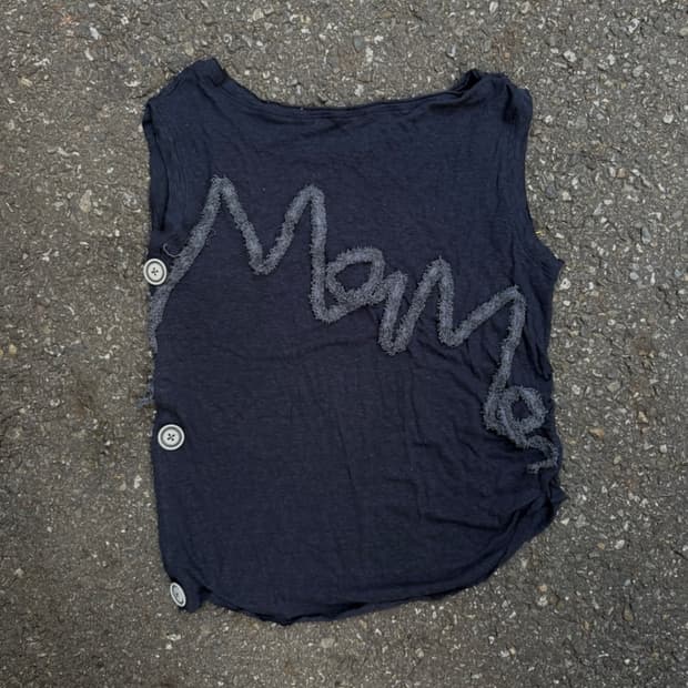 One shoulder button sleeveless- navy