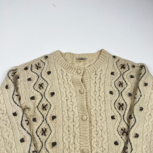 VTG 빈티지 아이보리 케이블 니트 가디건 (M 여성추천)