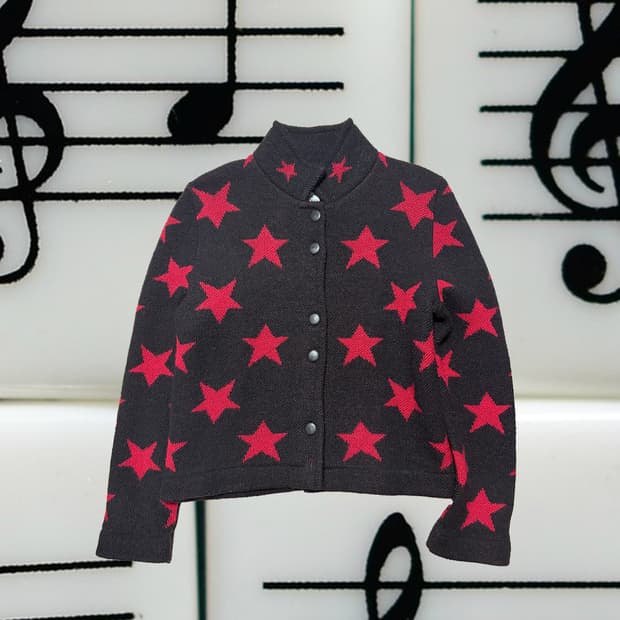 90s 스타 패턴 울 니트 자켓