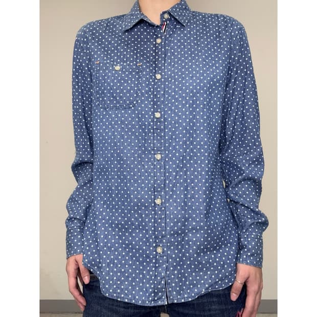 빈티지 도트 데님 셔츠