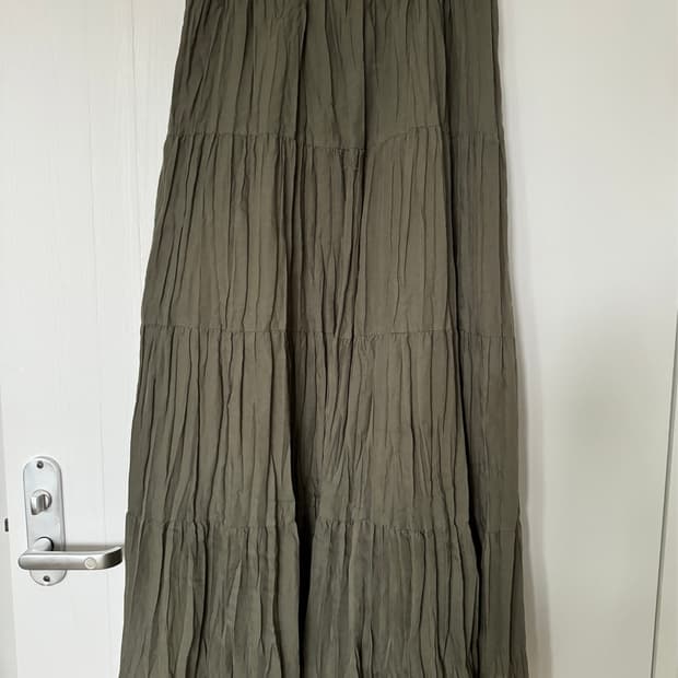 Khaki Tiered Long Skirt