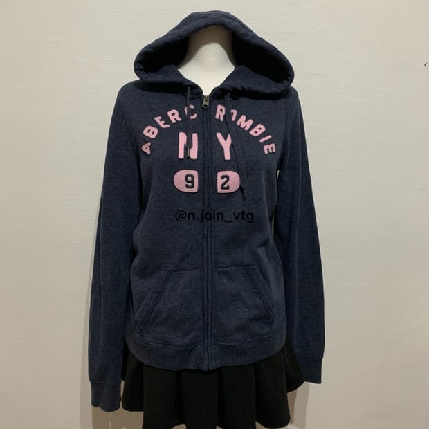 아베크롬비 네이비 핑크 후드집업