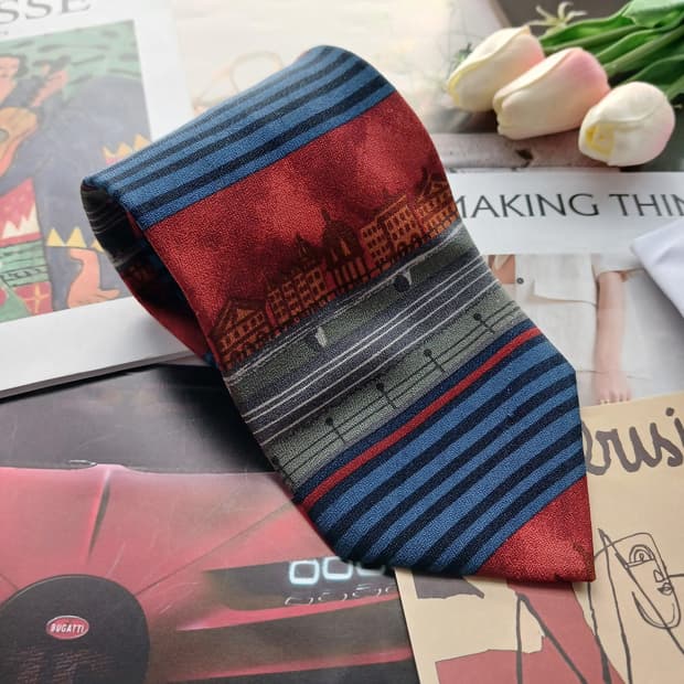 타이렉 찰스튼 실크 건축 실루엣 넥타이 9.6cm A등급 A18664
