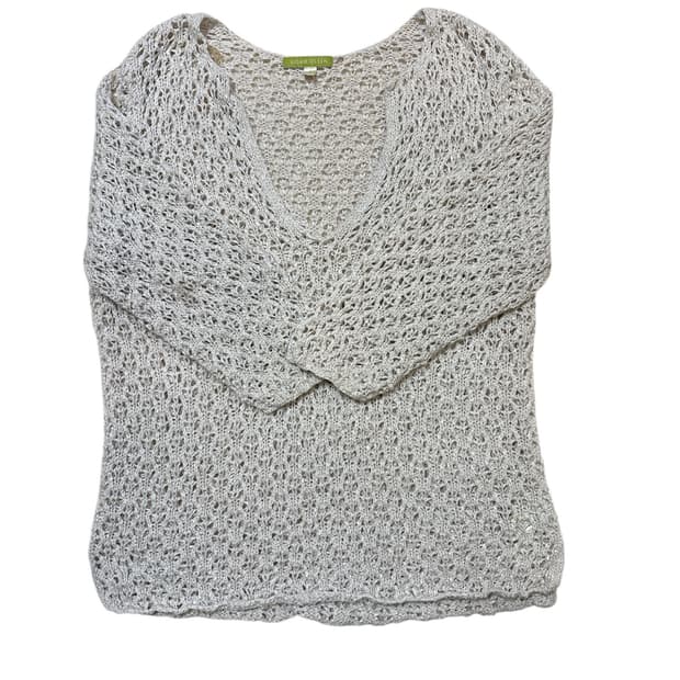 딥브이넥 긴팔 네트 레이어드 니트