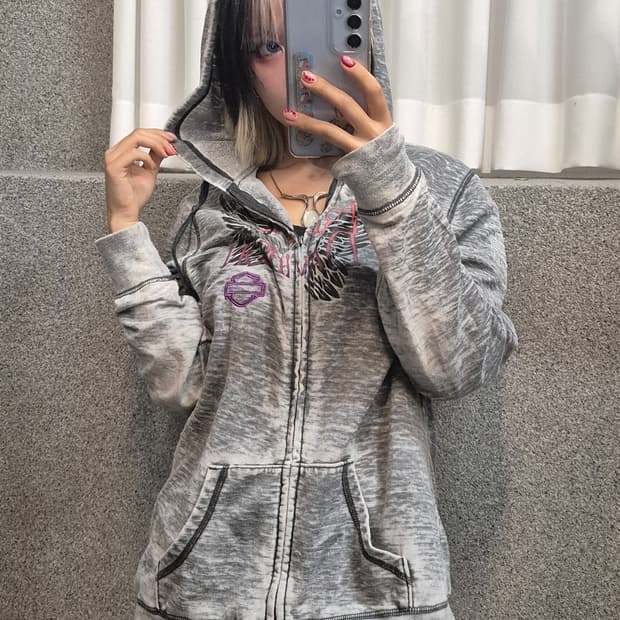 HARLEY DAVIDSON GREY HOODIE ZIPUP 