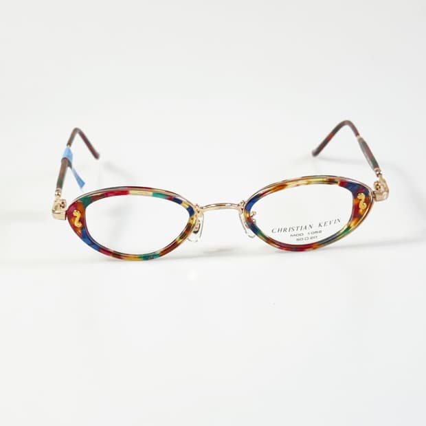 90s CHRISTIAN KEVIN 콤보 오벌 메탈 빈티지 안경