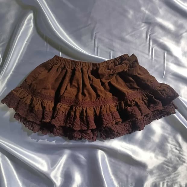 리즈리사 다크초코맛 리본 큐롯 스커트 (희귀매물)
