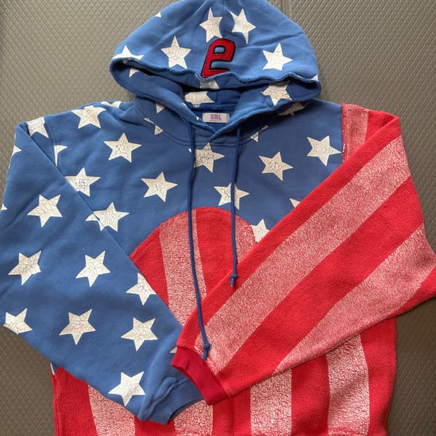 (L) ERL USA SWIRL 후드 성조기 후드