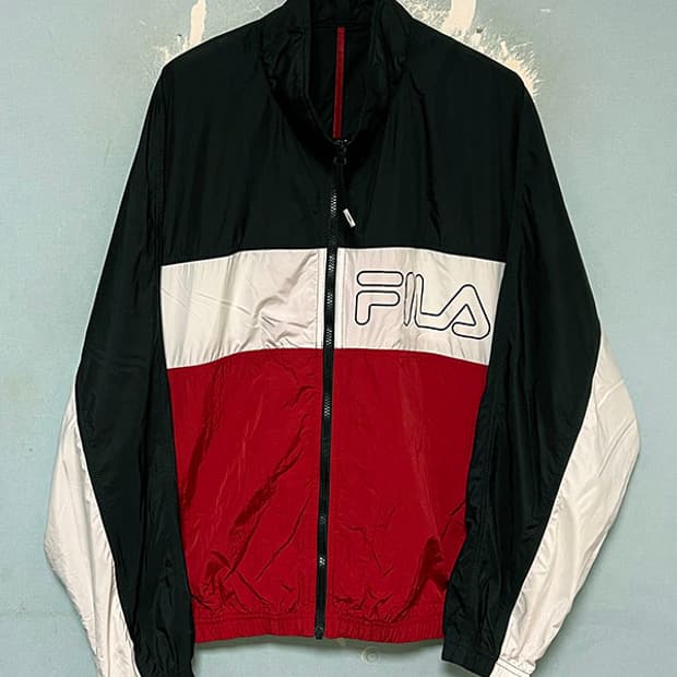 FILA 휠라 빅로고 배색 경량 바람막이 새상품 여름 홑겹 XL 100