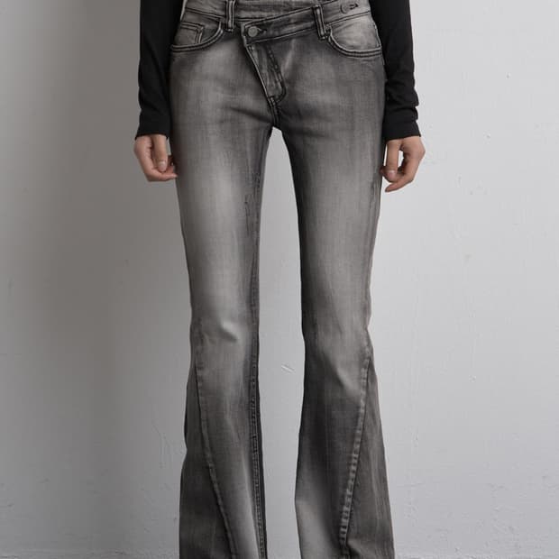 UNBALANCED BRUSH DENIM PANTS GRAY