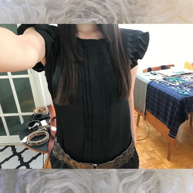 vintage black frill blouse