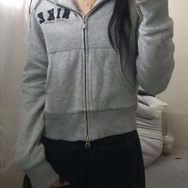 나이키 그레이 투웨이 퍼후드집업