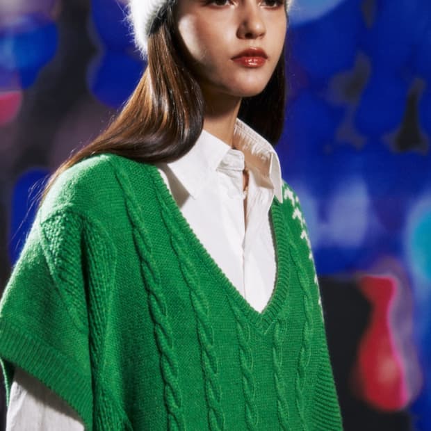 유재석 조끼 [멀티 패치 캐이블 베스트 그린] 베스트 남녀공용