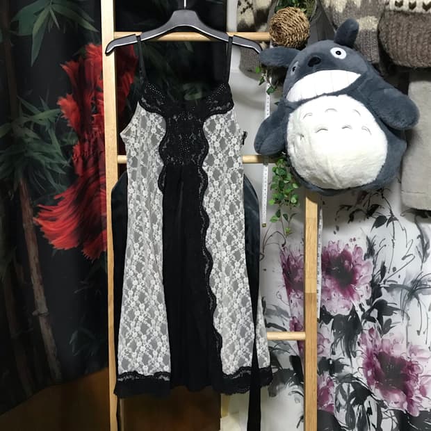 블랙&화이트 레이스 원피스 + 머플러 set