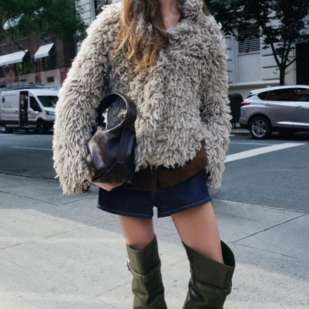 자라 zara 페이크 퍼 니트 가디건 퍼자켓